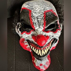 Creepy Clown Mask with Red Accents